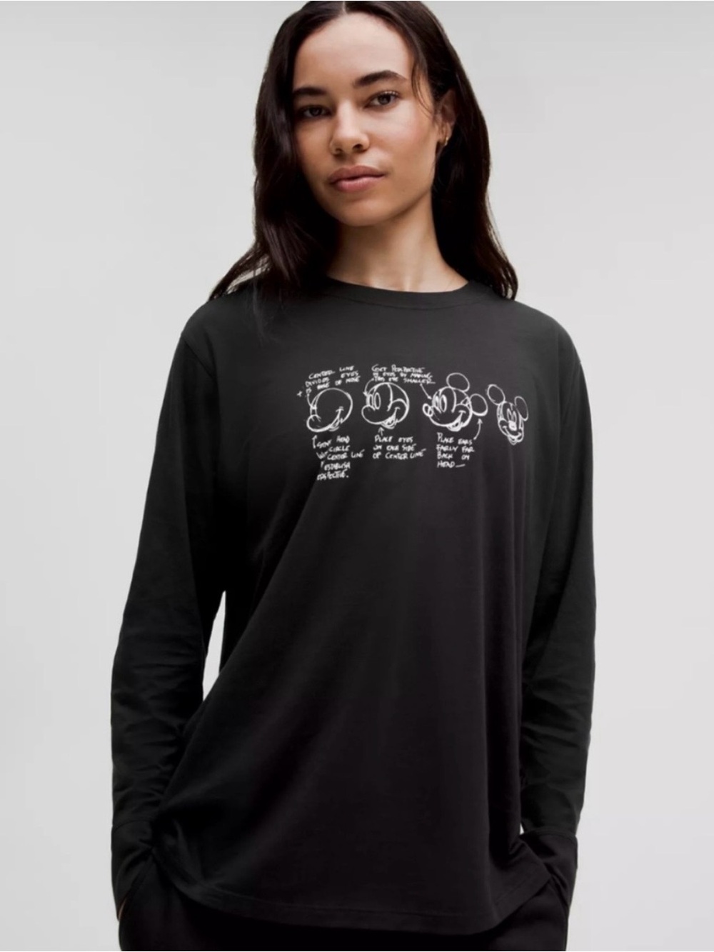 Disney X Lululemon Mickey Mouse All Yours Long Sleeve Tee - Black / Size 6